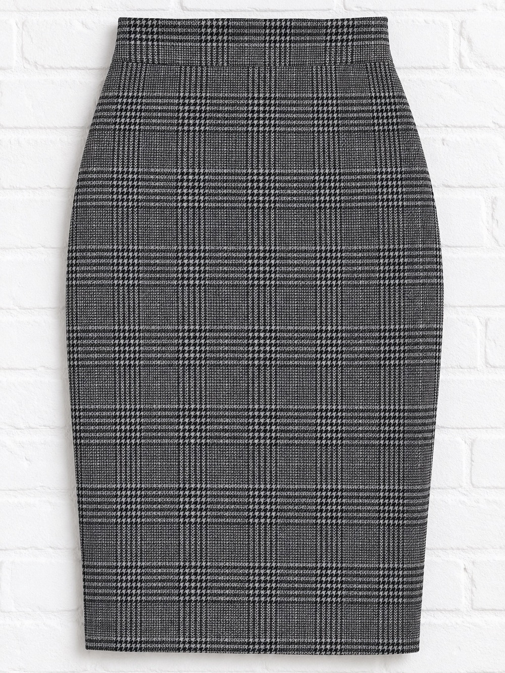HALARA Black and Gray Plaid Pencil Skirt
